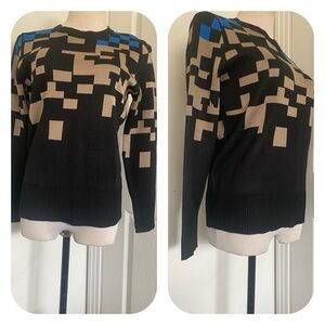 Metric Knit Geometric Pullover Long Sleeve Sweater